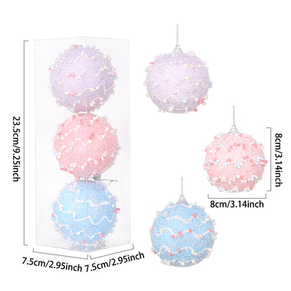 Christmas Ball Ornaments 6pcs 8cm, Red White Hanging Tree Decorations, Holiday New Year Navidad Home Decor