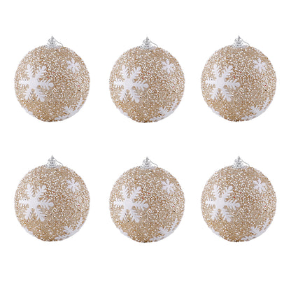 Christmas Ball Ornaments 6pcs 8cm, Red White Hanging Tree Decorations, Holiday New Year Navidad Home Decor