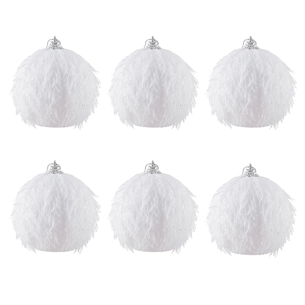 Christmas Ball Ornaments 6pcs 8cm, Red White Hanging Tree Decorations, Holiday New Year Navidad Home Decor