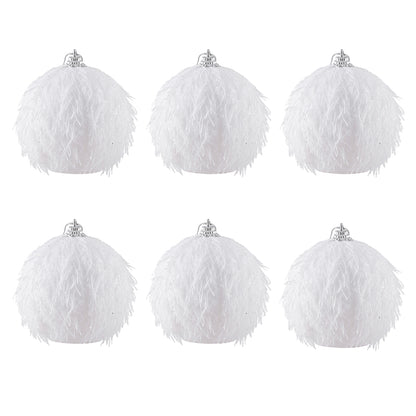 Christmas Ball Ornaments 6pcs 8cm, Red White Hanging Tree Decorations, Holiday New Year Navidad Home Decor