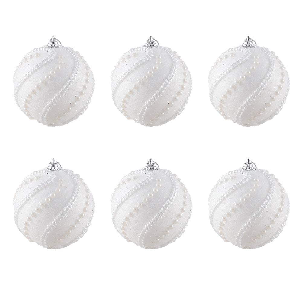 Christmas Ball Ornaments 6pcs 8cm, Red White Hanging Tree Decorations, Holiday New Year Navidad Home Decor