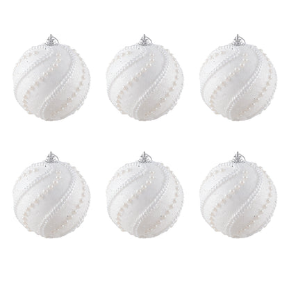 Christmas Ball Ornaments 6pcs 8cm, Red White Hanging Tree Decorations, Holiday New Year Navidad Home Decor