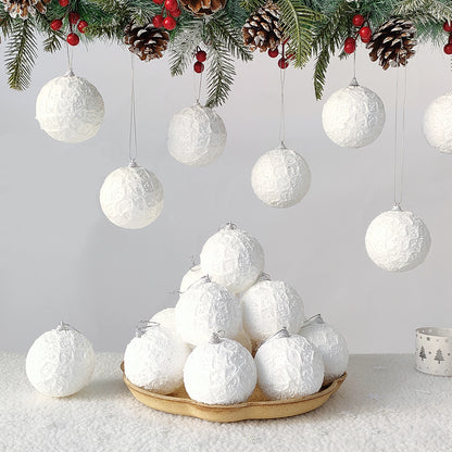 Christmas Ball Ornaments 6pcs 8cm, Red White Hanging Tree Decorations, Holiday New Year Navidad Home Decor