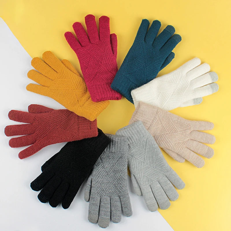 Thermal Touchscreen Gloves for Men, Women, Winter Warm Knitted, Windproof Thick Fleece Lined Cycling Riding Gloves