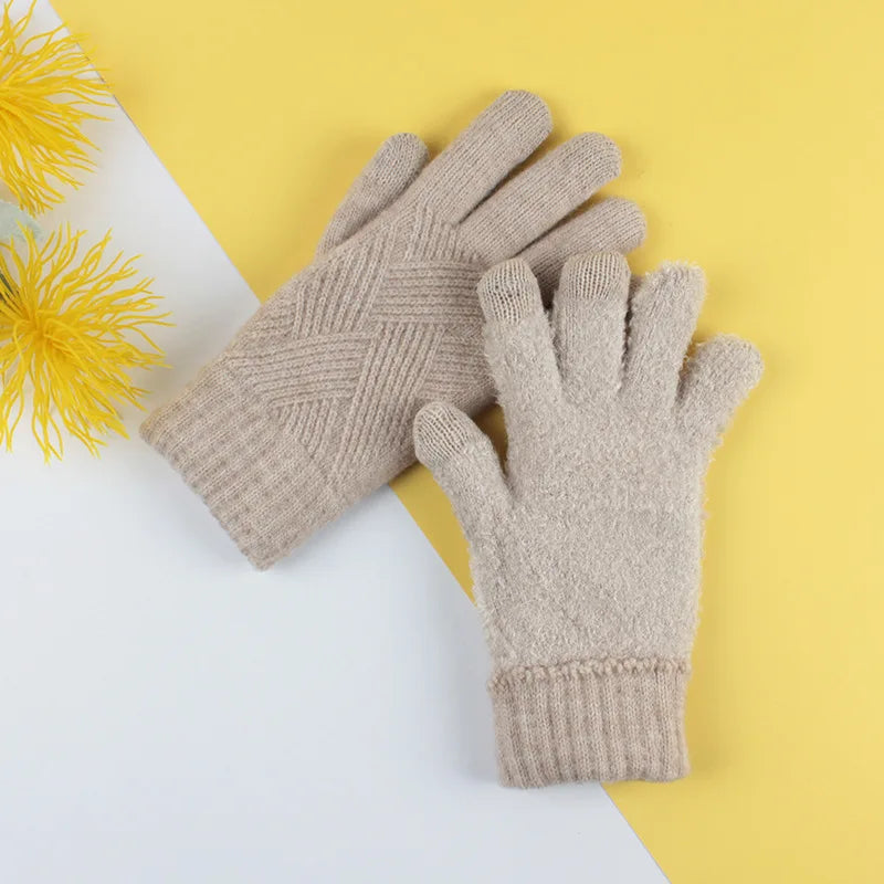 Thermal Touchscreen Gloves for Men, Women, Winter Warm Knitted, Windproof Thick Fleece Lined Cycling Riding Gloves