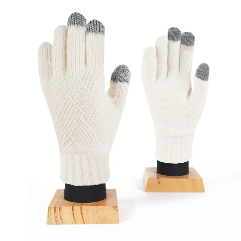 Thermal Touchscreen Gloves for Men, Women, Winter Warm Knitted, Windproof Thick Fleece Lined Cycling Riding Gloves