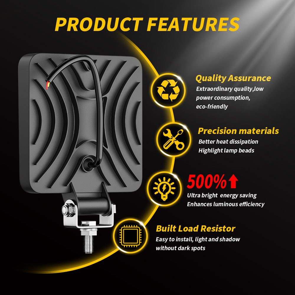 LED Work Light Headlight, Offroad LED Lightbar, Spotlight for Tractor Truck Fog Driving