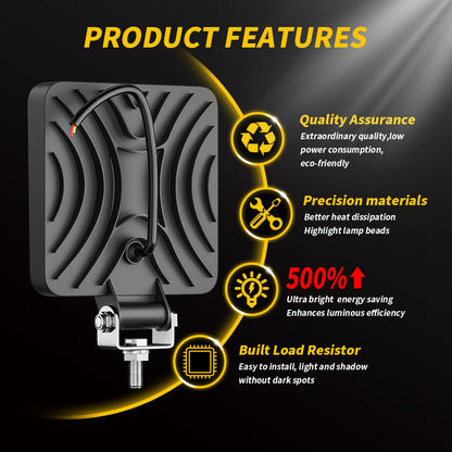 LED Work Light Headlight, Offroad LED Lightbar, Spotlight for Tractor Truck Fog Driving
