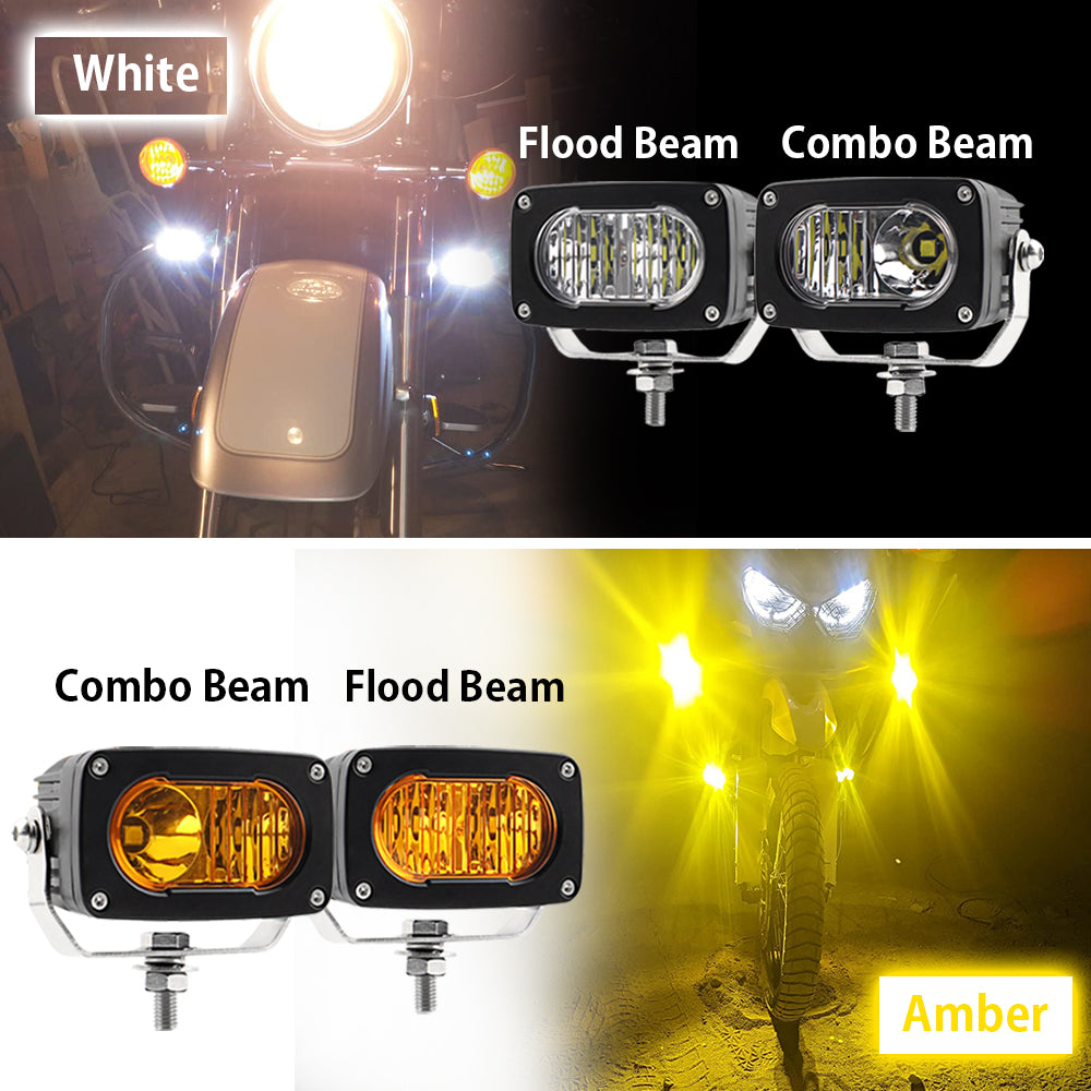 Amber LED Pods Lights, Yellow Driving Foglight Spot Beam for Truck, Motorcycle, ATV, UTV, SUV, Boat, Tractor