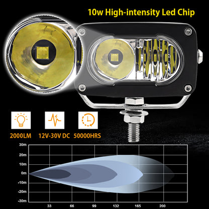 Amber LED Pods Lights, Yellow Driving Foglight Spot Beam for Truck, Motorcycle, ATV, UTV, SUV, Boat, Tractor