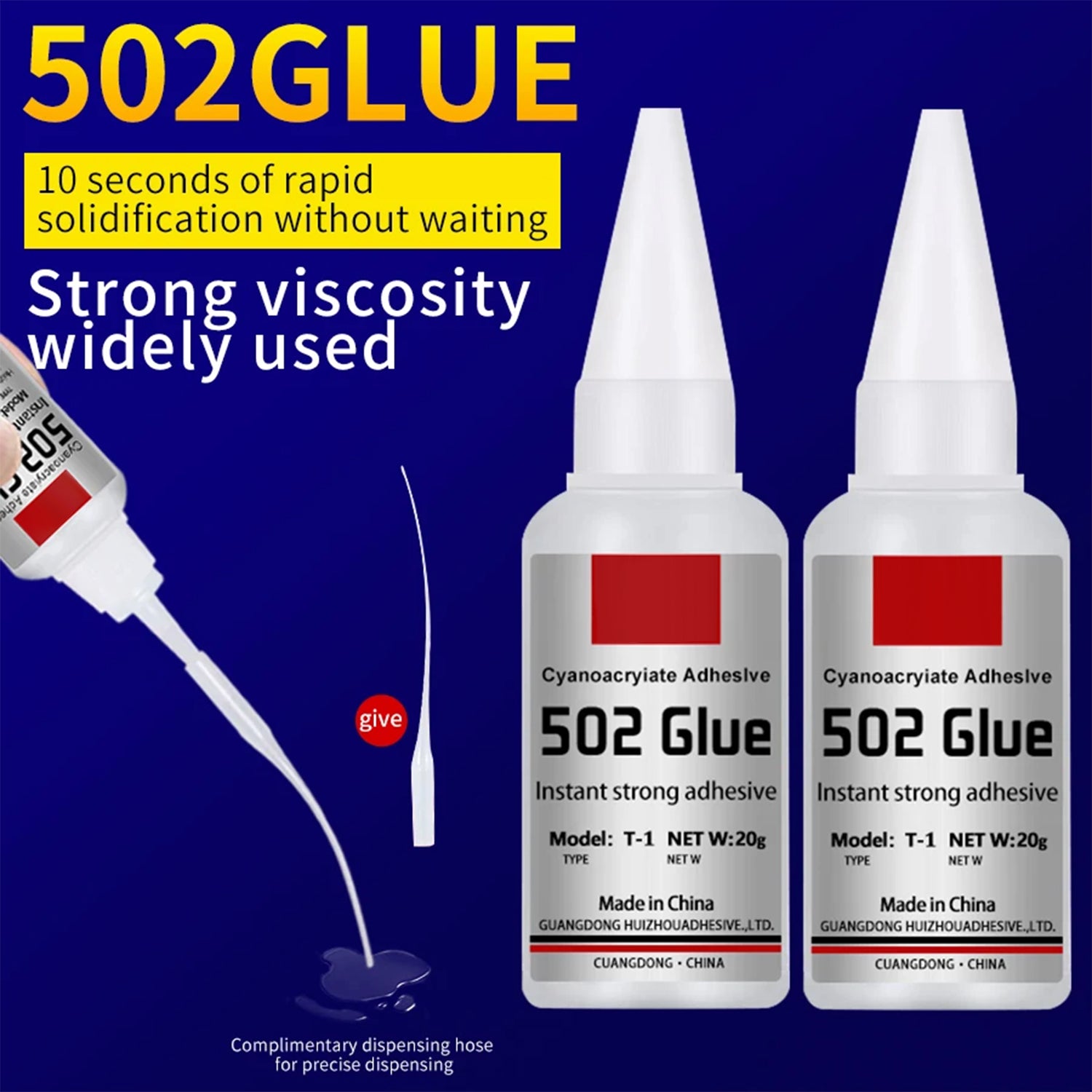 Instant Quickdrying 502 Super Glue Strong Bond Cyanoacrylate Adhesive Metal Rubber Leather Wood Liq 2