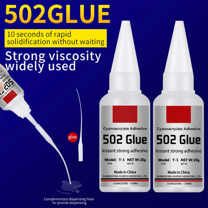 Instant Quickdrying 502 Super Glue Strong Bond Cyanoacrylate Adhesive Metal Rubber Leather Wood Liq 2