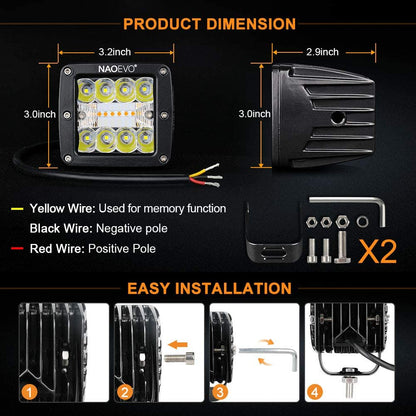 LED Work Light Bar Pods Auto DRL Fog Lamp For Truck Jeep Tractor Boat Motorcycle ATV 2