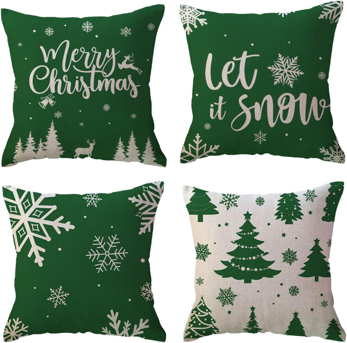 Christmas Snowflake Tree Cushion Cover, Winter Holiday Decoration Pillow, Festive Merry Christmas Decor for Sofa Porch