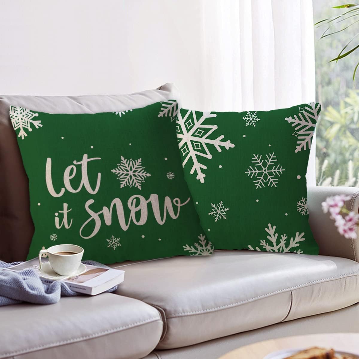 Christmas Snowflake Tree Cushion Cover, Winter Holiday Decoration Pillow, Festive Merry Christmas Decor for Sofa Porch