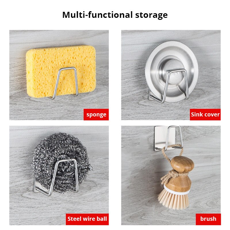 Steel Wire Ball Draining Paste Holder Stainless Steel Sink Sponge Rack Inner Wall Kitchen Organizer 1
