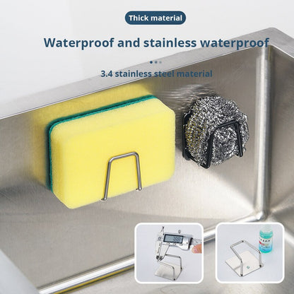 Steel Wire Ball Draining Paste Holder Stainless Steel Sink Sponge Rack Inner Wall Kitchen Organizer 2