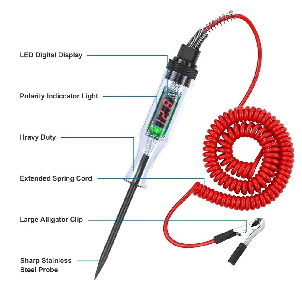 Automotive Circuit Tester QXNY Test Light DC Digital LCD Display For Car SUV RV Truck Lawn Vehicle 4