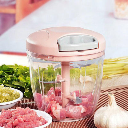 Garlic Press Crusher, Manual Meat Mincer, Vegetable Onion Cutter, Rotate Chopper for Kitchen Cooking Accessories