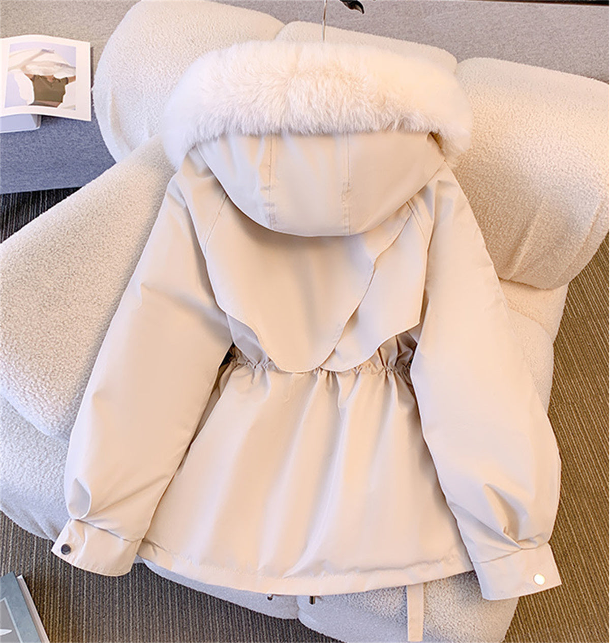 Women Winter Fashion Coats, Hooded Drawstring Jacket, Solid Padded Zip Up Parka, Casual Autumn Street wear Outfit