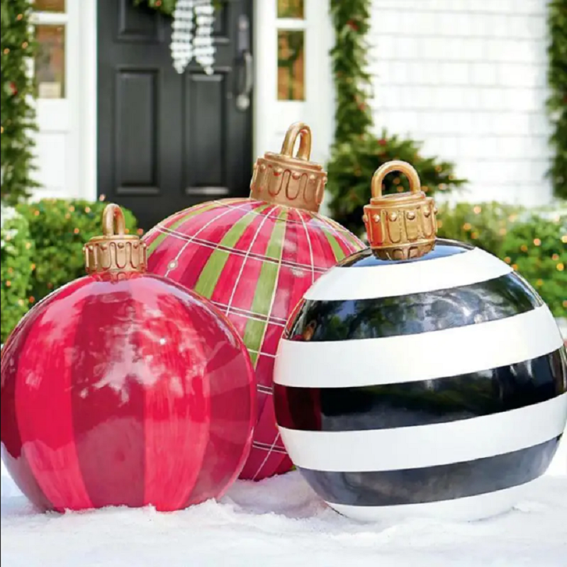 PVC Inflatable Christmas Ball, Large Outdoor Giant Decorated Balls, Big Party Tree Decorations, Toy Ball Without Light