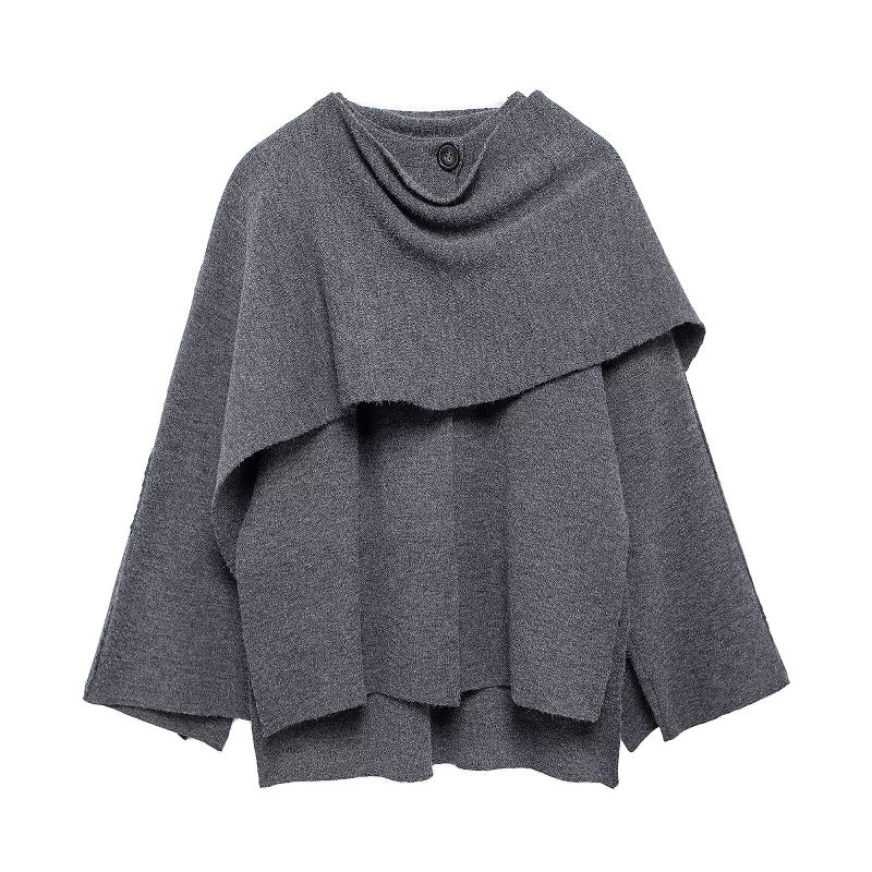 Cape Coat Women Scarf Collar Ponchos Women Shawl Long Sleeve Winter Woman Knitted For Women 1