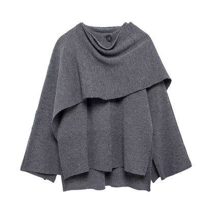 Cape Coat Women Scarf Collar Ponchos Women Shawl Long Sleeve Winter Woman Knitted For Women 1
