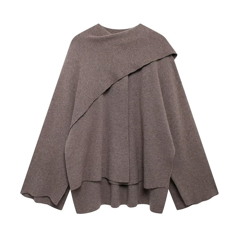 Cape Coat Women Scarf Collar Ponchos Women Shawl Long Sleeve Winter Woman Knitted For Women 2