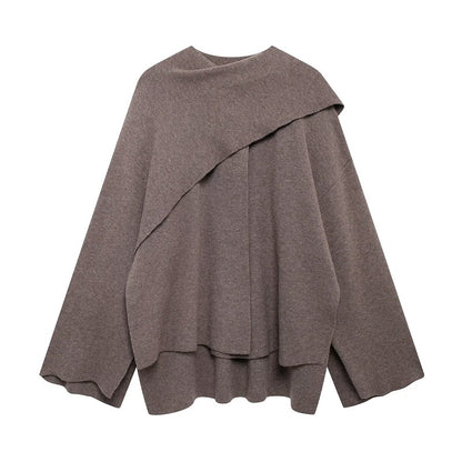 Cape Coat Women Scarf Collar Ponchos Women Shawl Long Sleeve Winter Woman Knitted For Women 2