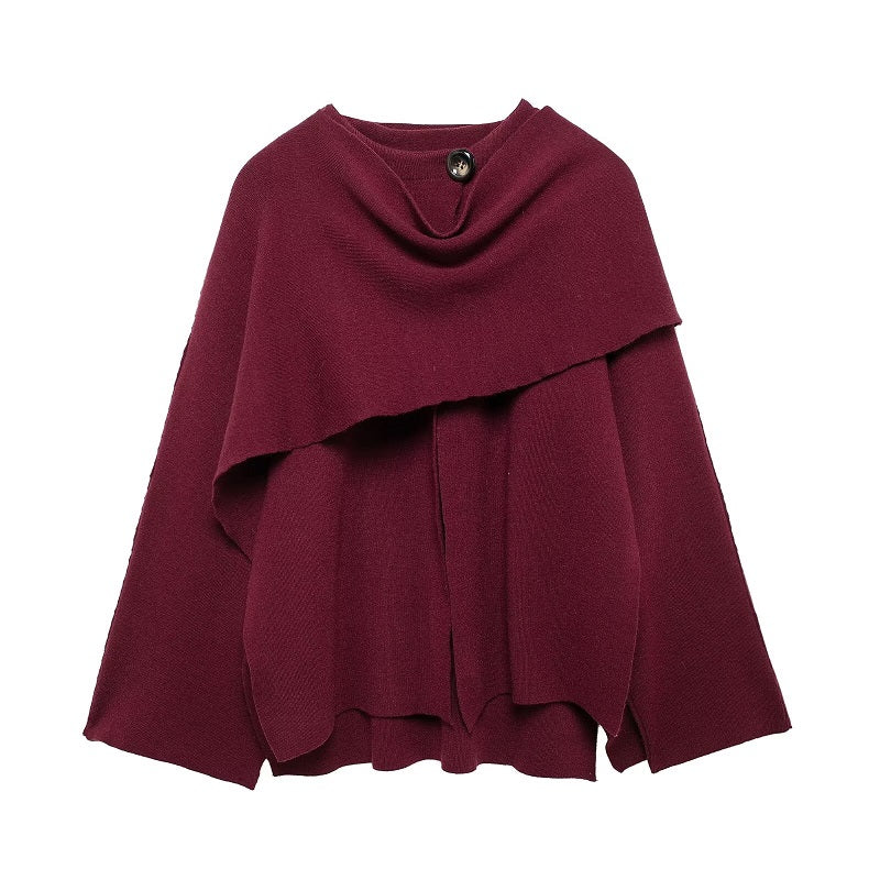 Cape Coat Women Scarf Collar Ponchos Women Shawl Long Sleeve Winter Woman Knitted For Women 3