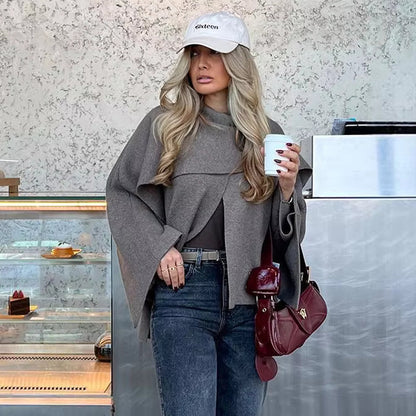 Cape Coat Women Scarf Collar Ponchos Women Shawl Long Sleeve Winter Woman Knitted for Women