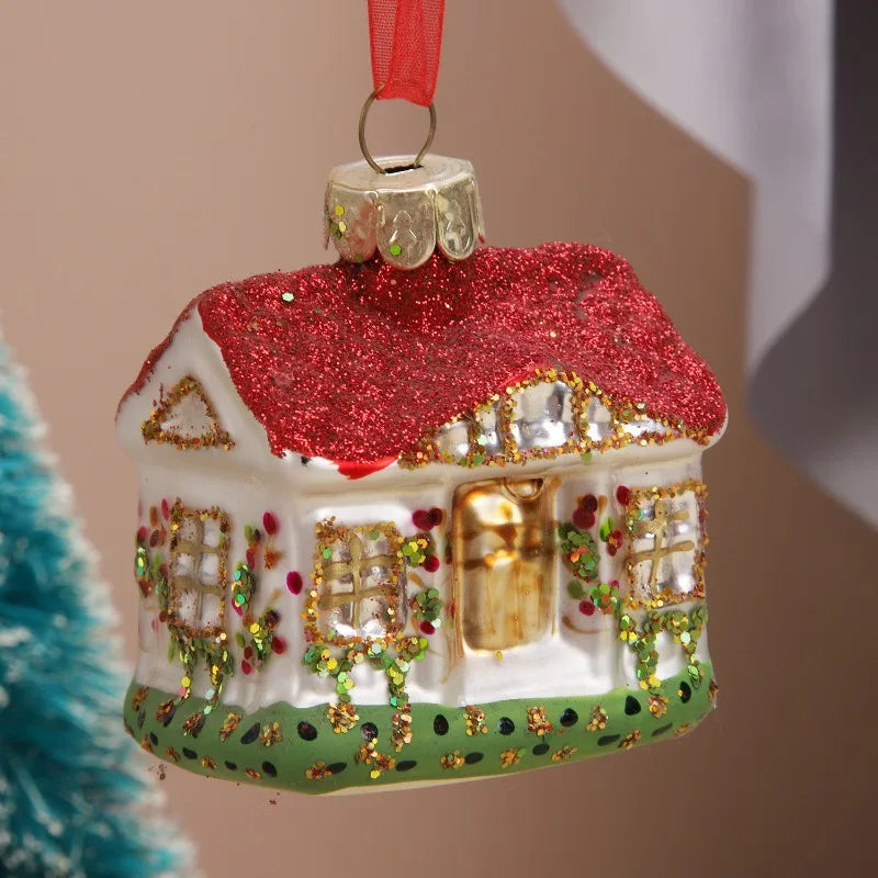 Glass Christmas Toys, House Tree Hanging Ornaments, Nativity Decorations for Home, New Year Party Glass Decor