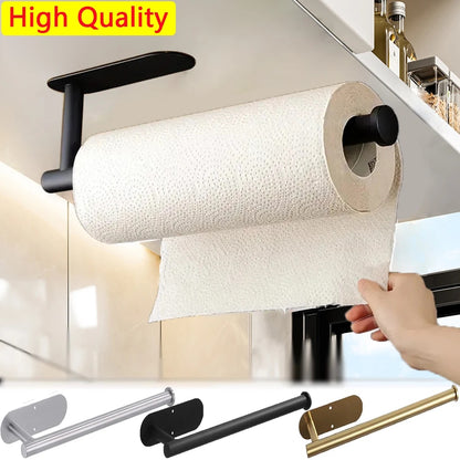 Adhesive Paper Towel Holder Kitchen Tissue Hanger Toilet Roll Dispenser, Storage Napkin Rack, Bathroom Cabinet Organizer