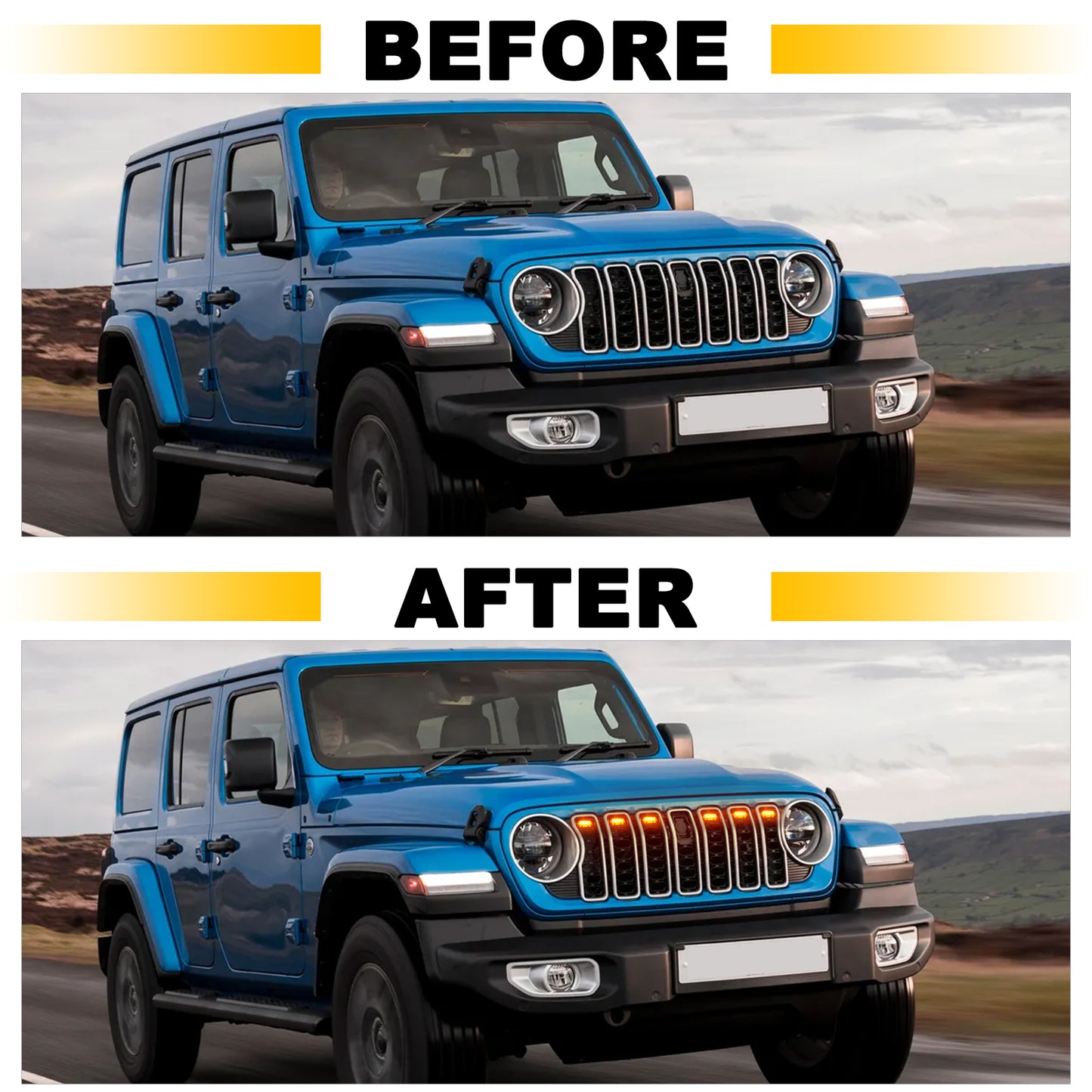 Jeep Wrangler Front Grill Lights Grill Accessories Bright LED Grill Grills Fit 1