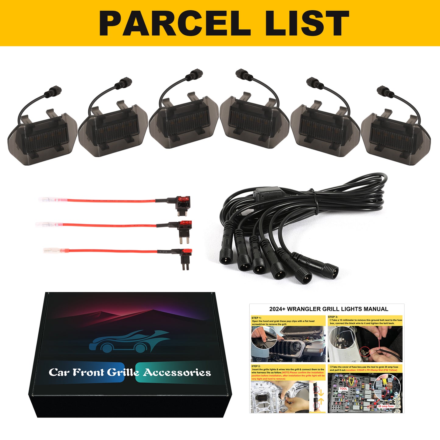 Jeep Wrangler Front Grill Lights Grill Accessories Bright LED Grill Grills Fit 2
