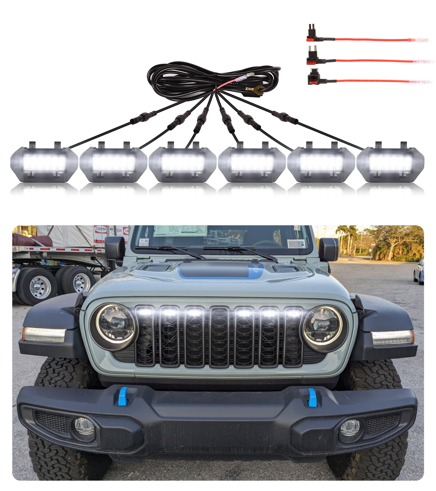 Jeep Wrangler Front Grill Lights Grill Accessories Bright LED Grill Grills Fit 6