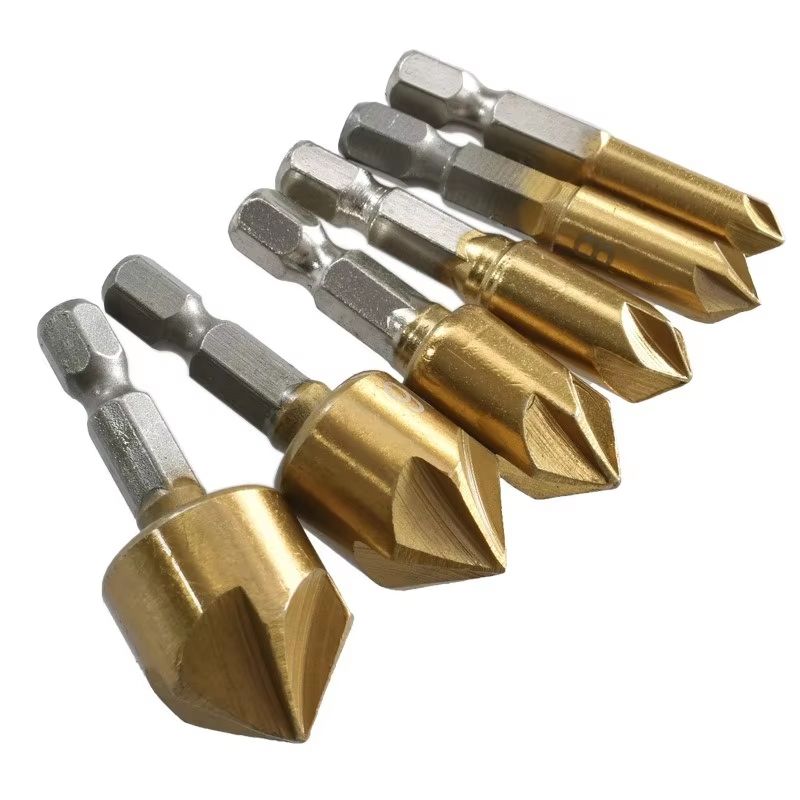 Hex Shank FiveBlade Countersink Drill Bit  619mm Chamfering  Reaming Tool For Precision Woodworking 3