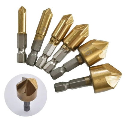 Hex Shank FiveBlade Countersink Drill Bit  619mm Chamfering  Reaming Tool For Precision Woodworking 4
