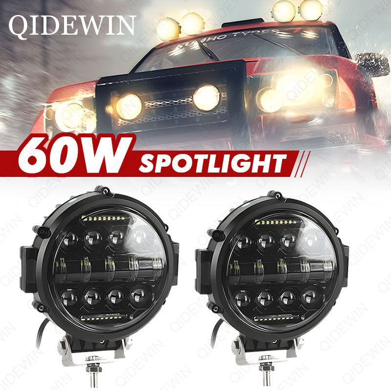 Offroad LED Work Light Bar, Round LED Work Light, White DRL Flood Spot Beam for Truck, ATV, SUV, Tractor, Boat