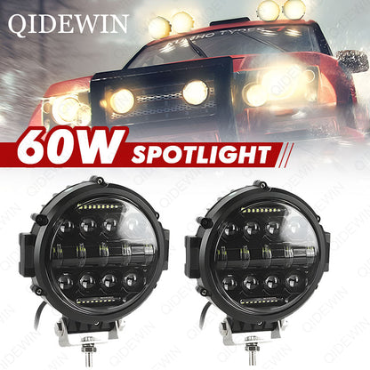 Offroad LED Work Light Bar, Round LED Work Light, White DRL Flood Spot Beam for Truck, ATV, SUV, Tractor, Boat