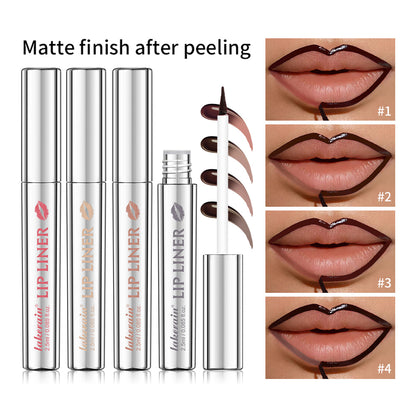 Peel Off Tattoo Waterproof Lip Liner, Lipgloss Matte Lip Tint, Long Lasting Brown Contour Lip Stain