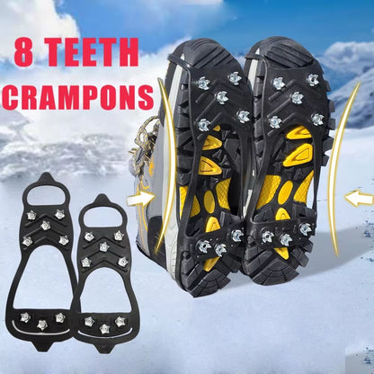 8Tooth Ice  Snow Crampon Traction Covers  AntiSlip Shoe Spikes For Outdoor Winter Walking Hiking  F 1