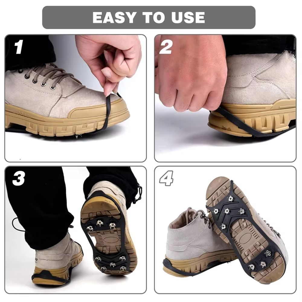 8Tooth Ice  Snow Crampon Traction Covers  AntiSlip Shoe Spikes For Outdoor Winter Walking Hiking  F 3