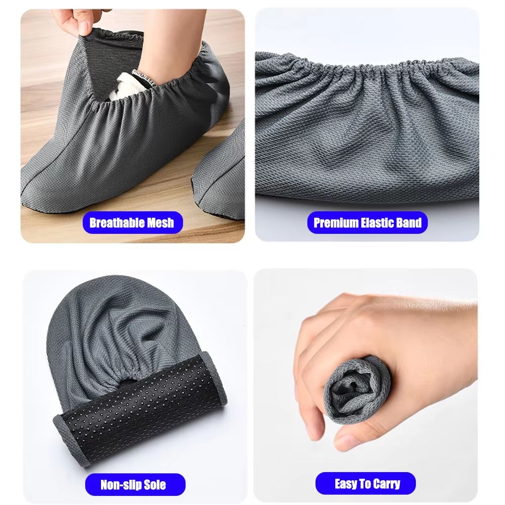 Reusable Thick NonSlip Shoe Covers  Washable IndoorOutdoor Overshoes For Carpet  Floor Protection 4