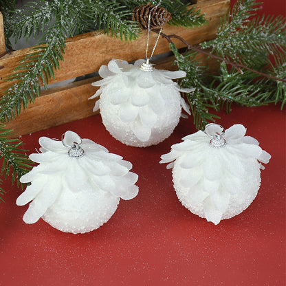 White Glitter Petal Shape Balls, Foam Snow Ball Christmas, Christmas Tree Ornaments, New Year Home Pendants