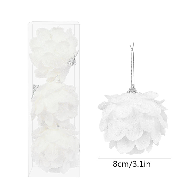 White Glitter Petal Shape Balls, Foam Snow Ball Christmas, Christmas Tree Ornaments, New Year Home Pendants