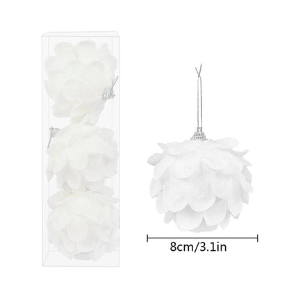 White Glitter Petal Shape Balls, Foam Snow Ball Christmas, Christmas Tree Ornaments, New Year Home Pendants