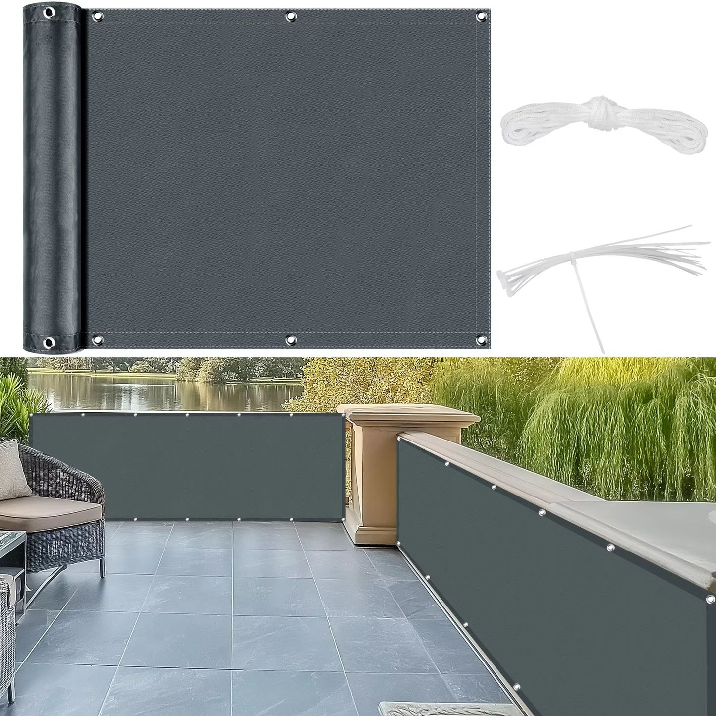 Waterproof Sunshade Sail With Grommets  Outdoor Privacy Cover For Pergola Balcony Patio Garden  Poo 2
