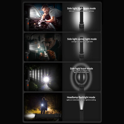 Rechargeable COB Work Light, Portable LED Flashlight for Camping, Waterproof Magnetic Torch with Hook