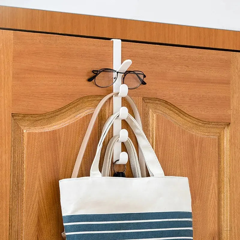 Over The Door Plastic Clothes Hanging Rack Bedroom Door Hanger Hooks Home Storage Organizer Purse H 3